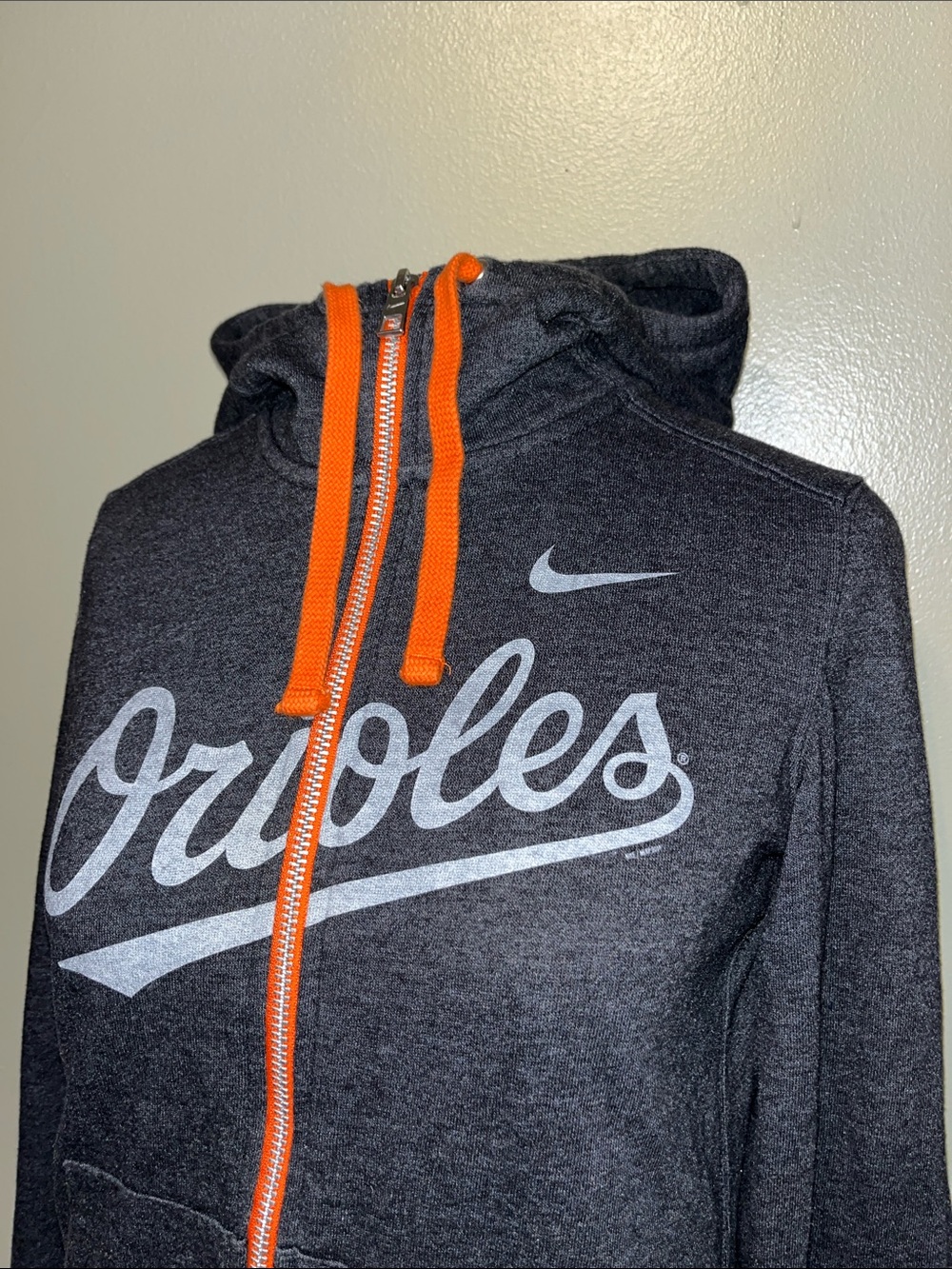 Nike Women's Charcoal Orioles Zip Hoodie with Orange Accents size medium - Picture 3 of 6